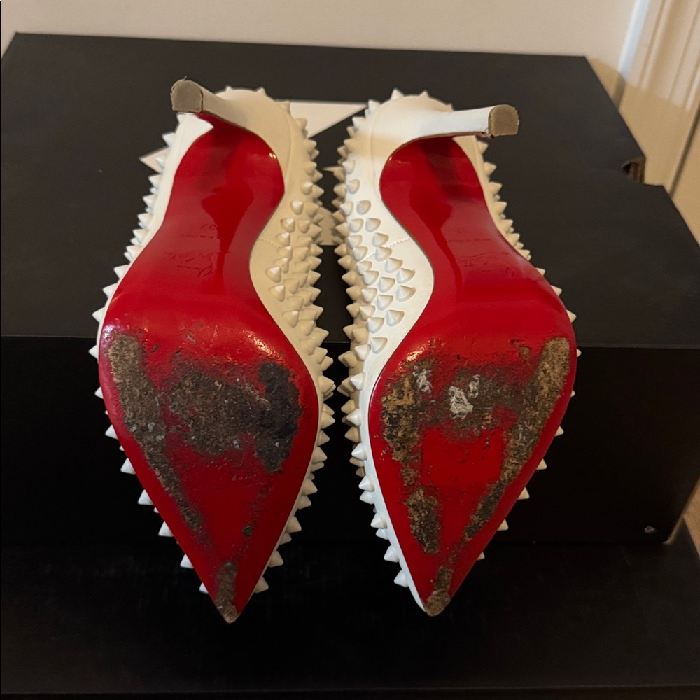 Christian Louboutin White Spiked Pumps - Picture 3 of 7